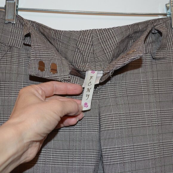 FCNY Midi Shorts Grey Plaid Formal Dress Pants Polyester-Rayon-Spandex Pockets S - Picture 7 of 7